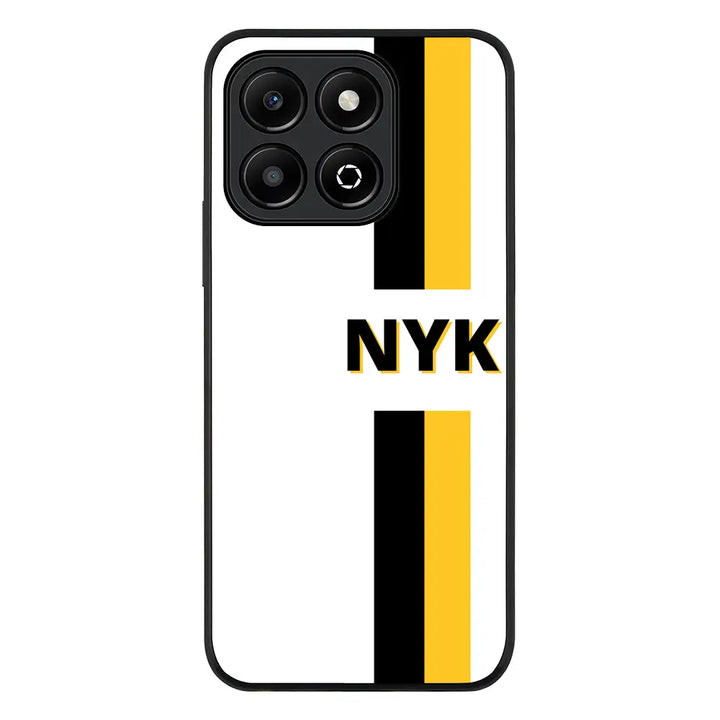 Custom Striped Monogram Phone Case - Honor - X6b / Rugged Black - Stylizedd