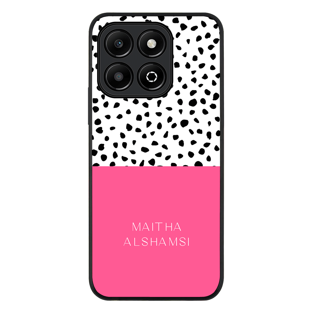 Personalized Text Colorful Spotted Dotted Phone Case - Honor - X6b / Rugged Black - Stylizedd