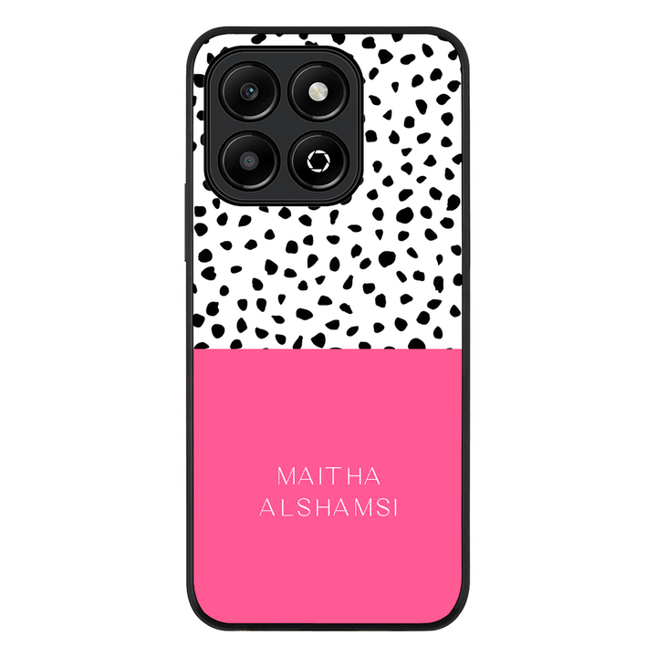Personalized Text Colorful Spotted Dotted Phone Case - Honor - X6b / Rugged Black - Stylizedd