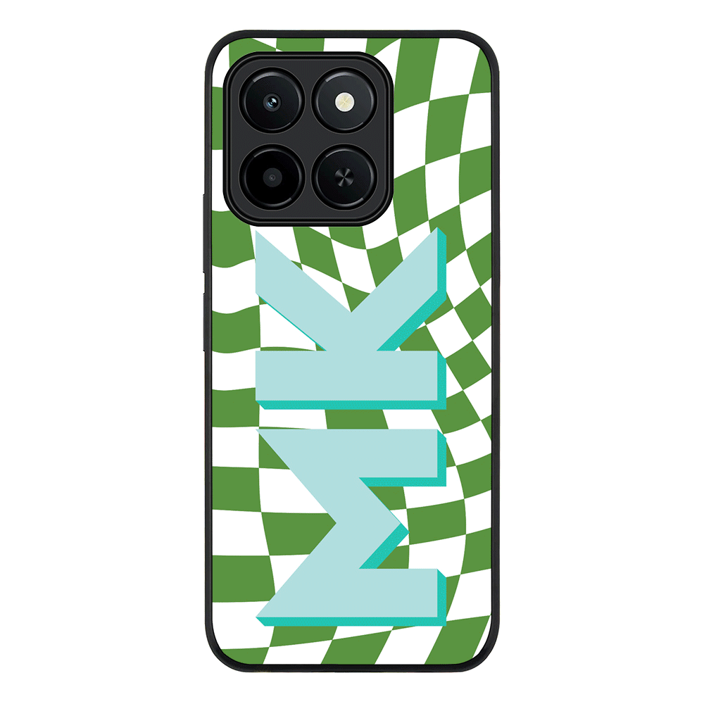 Custom Monogram Initial Wavy Checkerboard, Phone Case - Honor