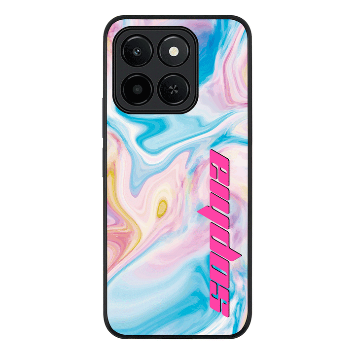 Personalized Text Purple Teal Oceanic Marble Texture, Phone Case - Honor