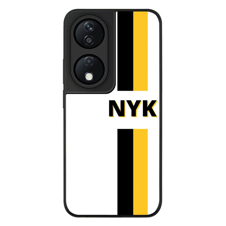 Custom Striped Monogram Phone Case - Honor - X7b / Rugged Black - Stylizedd