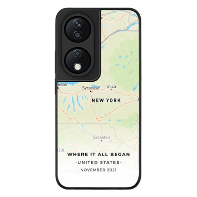 Personalized map Phone Case - Honor - X7b / Rugged Black - Stylizedd