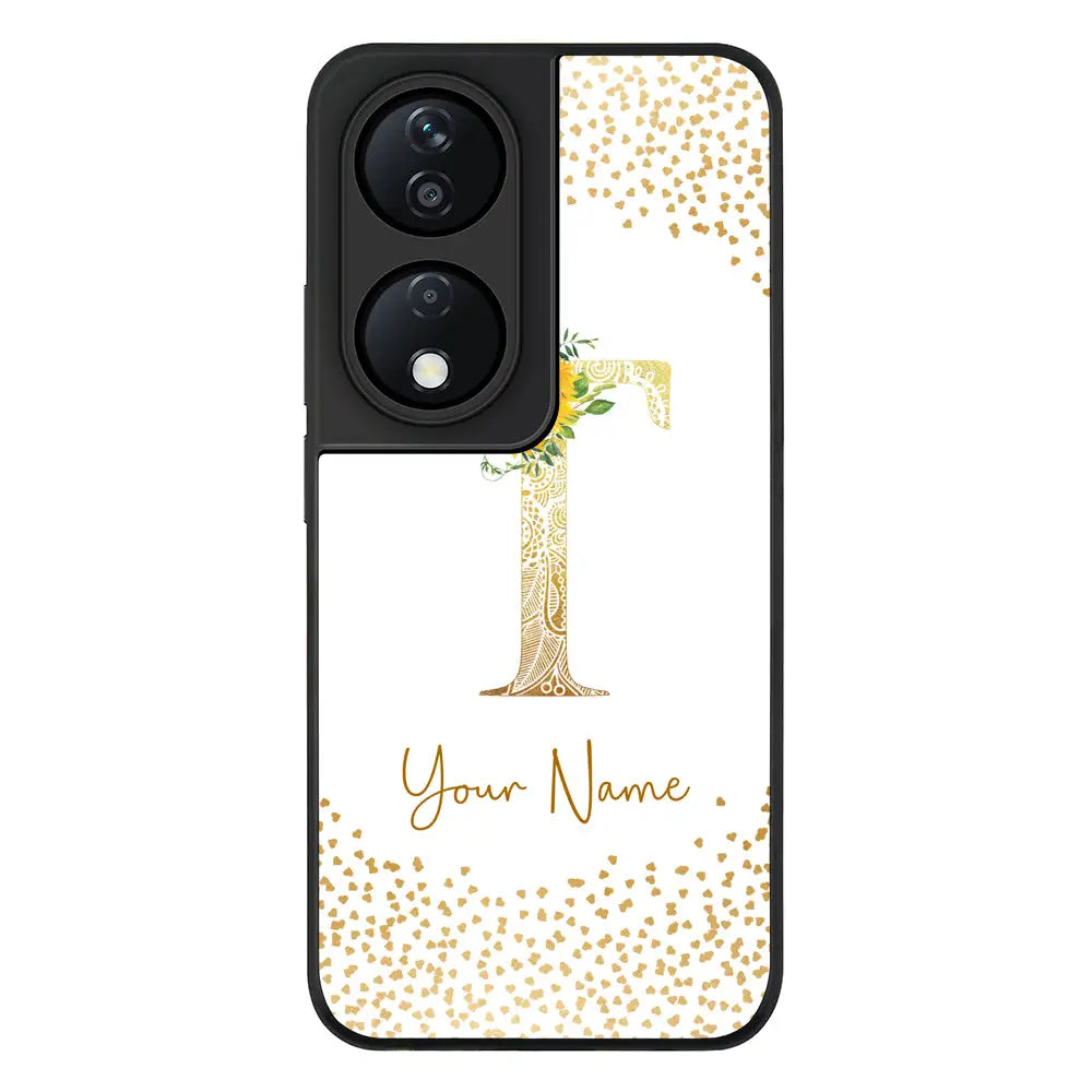 Floral Mandala Initial Phone Case - Honor - X7b / Rugged Black - Stylizedd