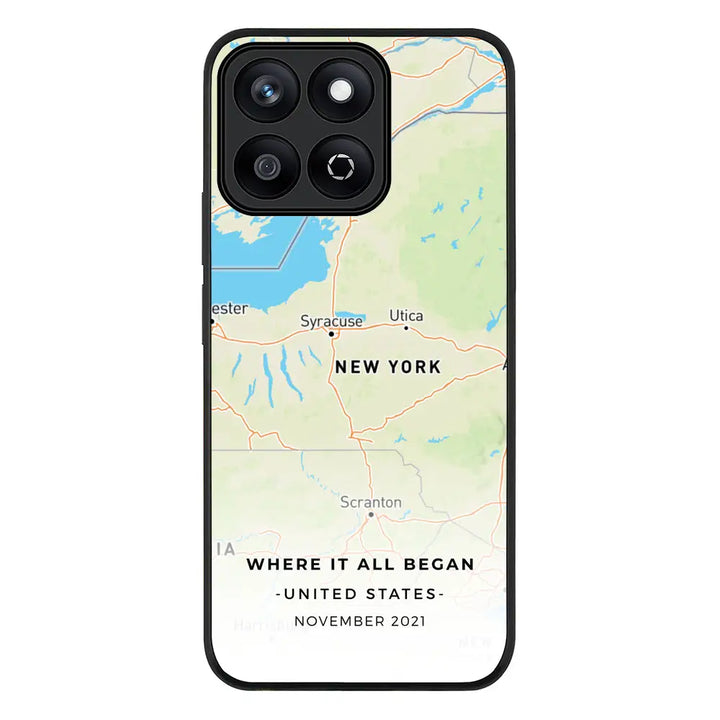 Personalized map Phone Case - Honor - X7c / Rugged Black - Stylizedd