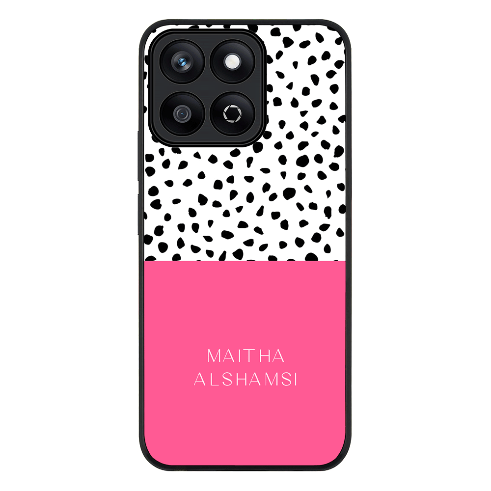 Personalized Text Colorful Spotted Dotted Phone Case - Honor - X7c / Rugged Black - Stylizedd