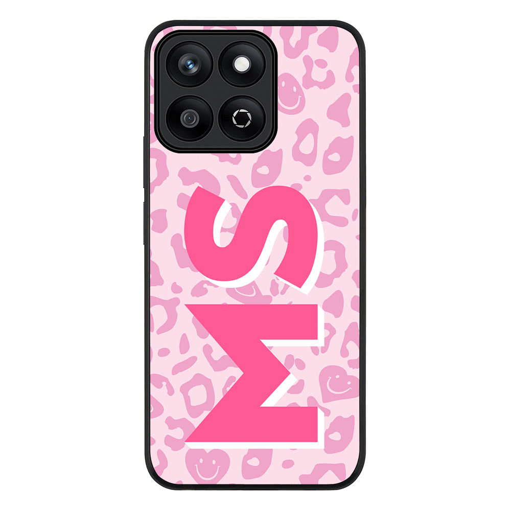 Custom Monogram Initial 3D Shadow Text Seamless Pattern Phone Case - Honor - X7c / Rugged Black