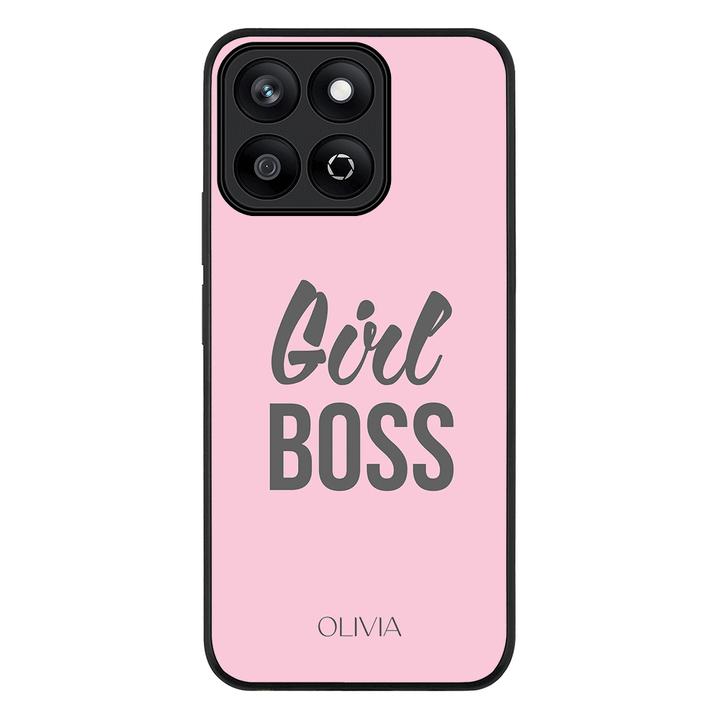 Personalized Name Girl Boss Phone Case - Honor - X7c / Rugged Black - Stylizedd