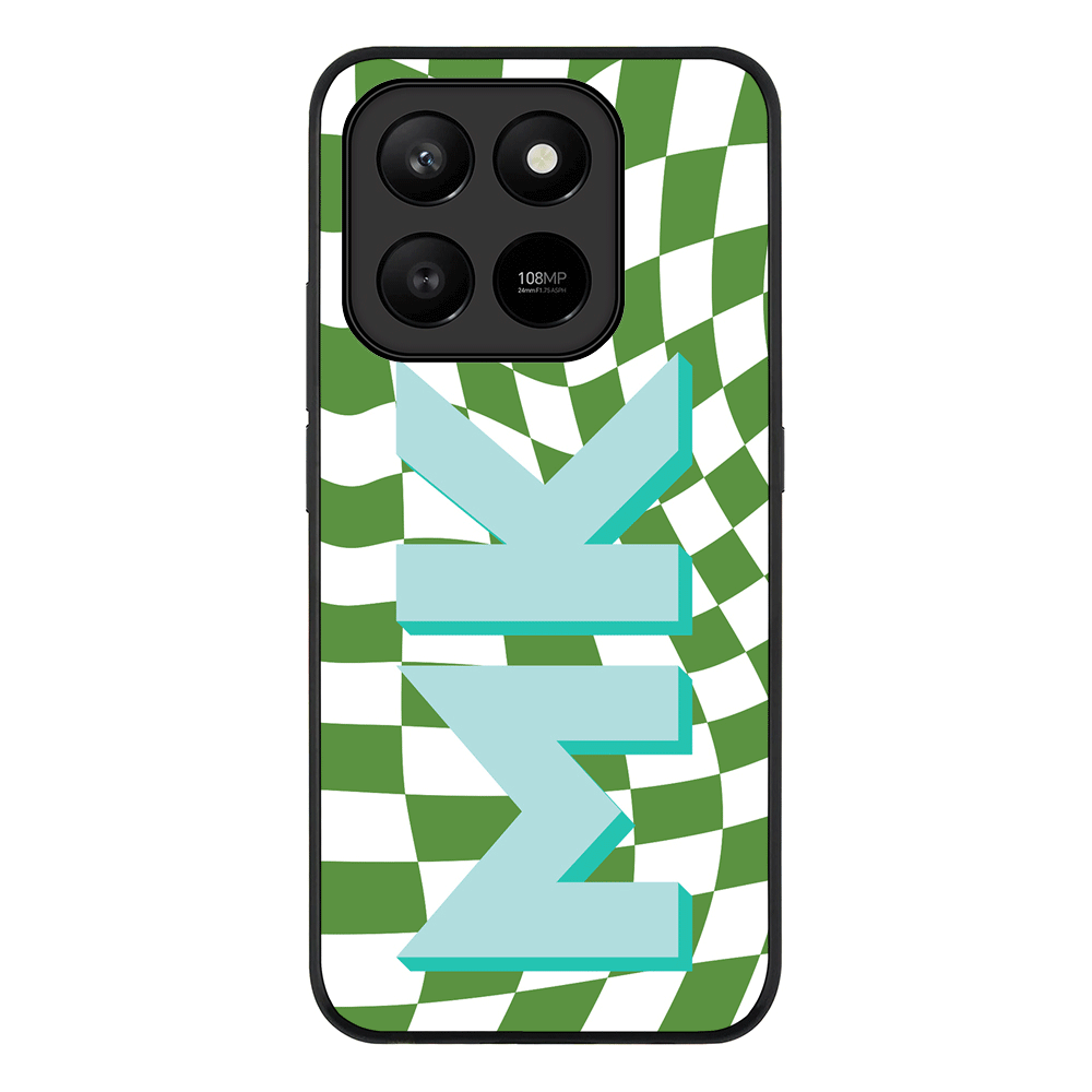 Custom Monogram Initial Wavy Checkerboard, Phone Case - Honor