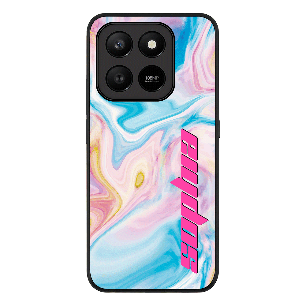 Personalized Text Purple Teal Oceanic Marble Texture, Phone Case - Honor