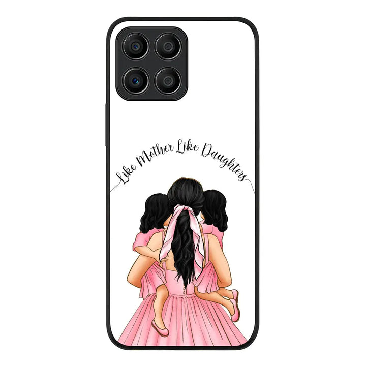 Honor X8 5G / Rugged Black Phone Case Mother 2 daughters Custom Clipart, Text Phone Case - Honor - Stylizedd