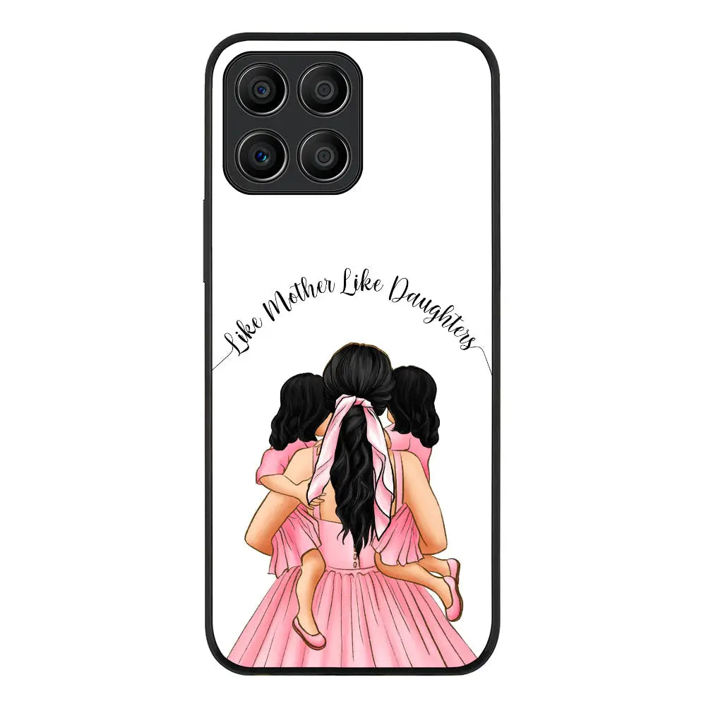Honor X8 5G Rugged Black Mother 2 daughters Custom Clipart, Text Phone Case - Honor - Stylizedd.com