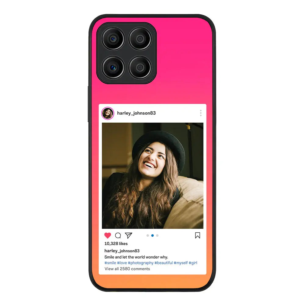 Honor X8 5G / Rugged Black Phone Case Custom Photo Instagram Post Template, Phone Case - Honor - Stylizedd