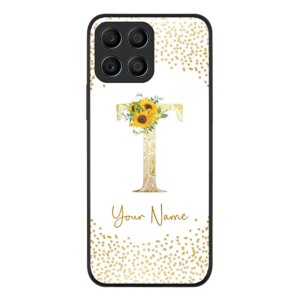 Honor X8 5G / Rugged Black Phone Case Floral Mandala Initial Phone Case - Honor - Stylizedd