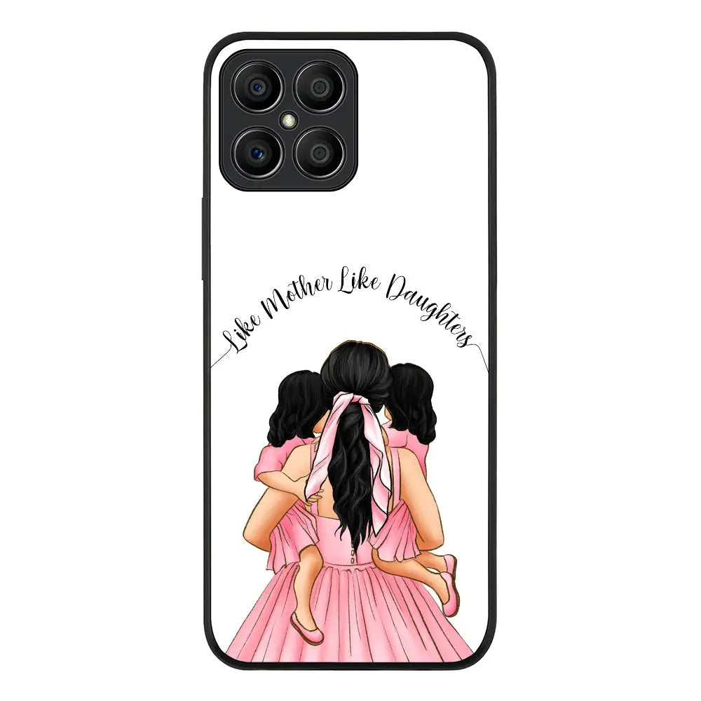 Honor X8 / Rugged Black Phone Case Mother 2 daughters Custom Clipart, Text Phone Case - Honor - Stylizedd