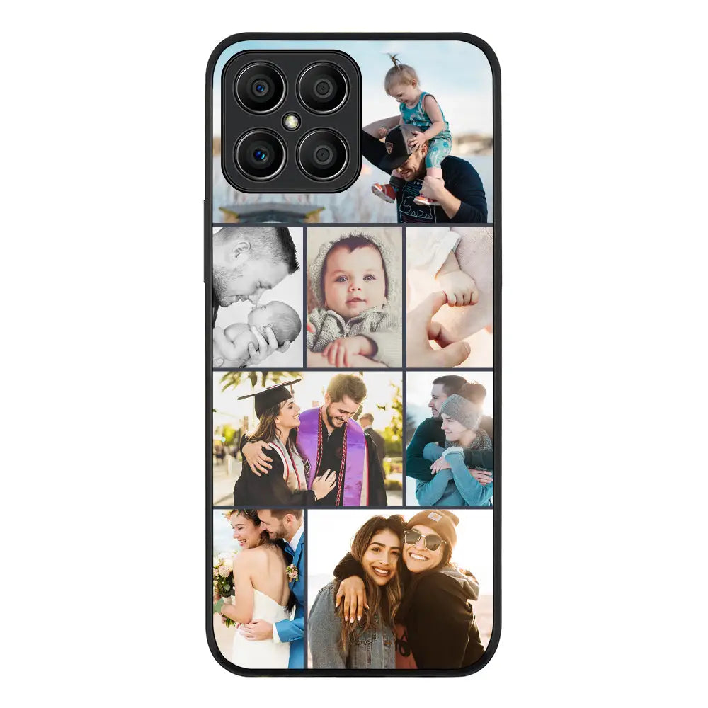 Honor X8 / Rugged Black Phone Case Personalised Photo Collage Grid Phone Case - Honor - Stylizedd