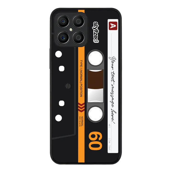 Honor X8 / Rugged Black Phone Case Custom Retro Cassette Tape Phone Case - Honor - Stylizedd