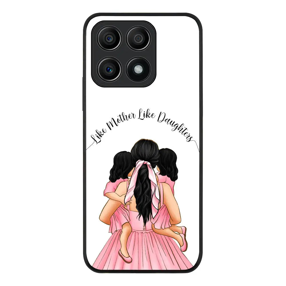 Honor X8A / Rugged Black Phone Case Mother 2 daughters Custom Clipart, Text Phone Case - Honor - Stylizedd