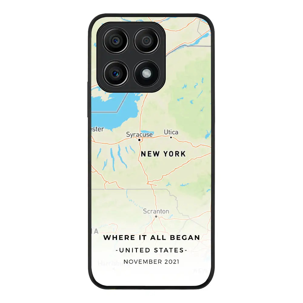Honor X8A / Rugged Black Phone Case Personalized map, Phone Case - Honor - Stylizedd