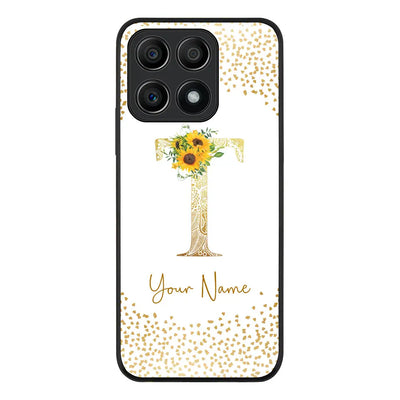 Honor X8A / Rugged Black Phone Case Floral Mandala Initial Phone Case - Honor - Stylizedd