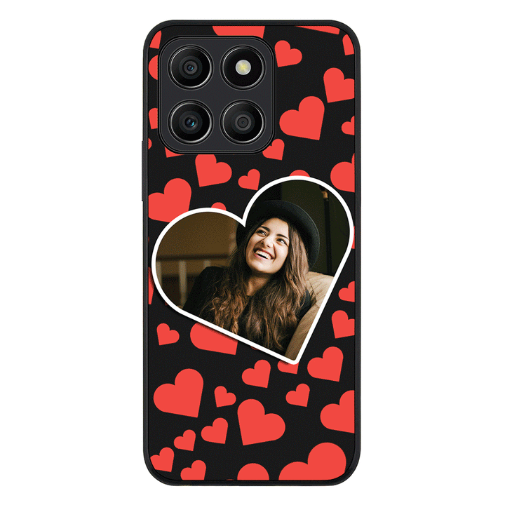 Custom Photo Heart shaped Phone Case - Honor - X8b / Rugged Black - Stylizedd