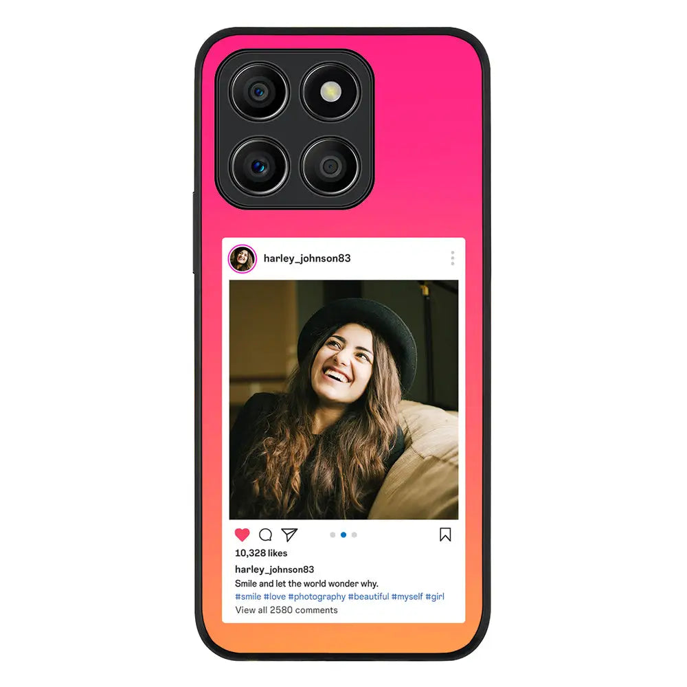 Custom Photo Instagram Post Template Phone Case - Honor - X8b / Rugged Black - Stylizedd