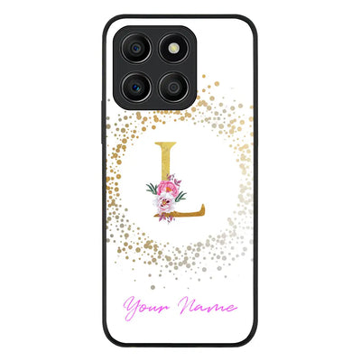 Floral Initial Phone Case - Honor - X8b / Rugged Black - Stylizedd