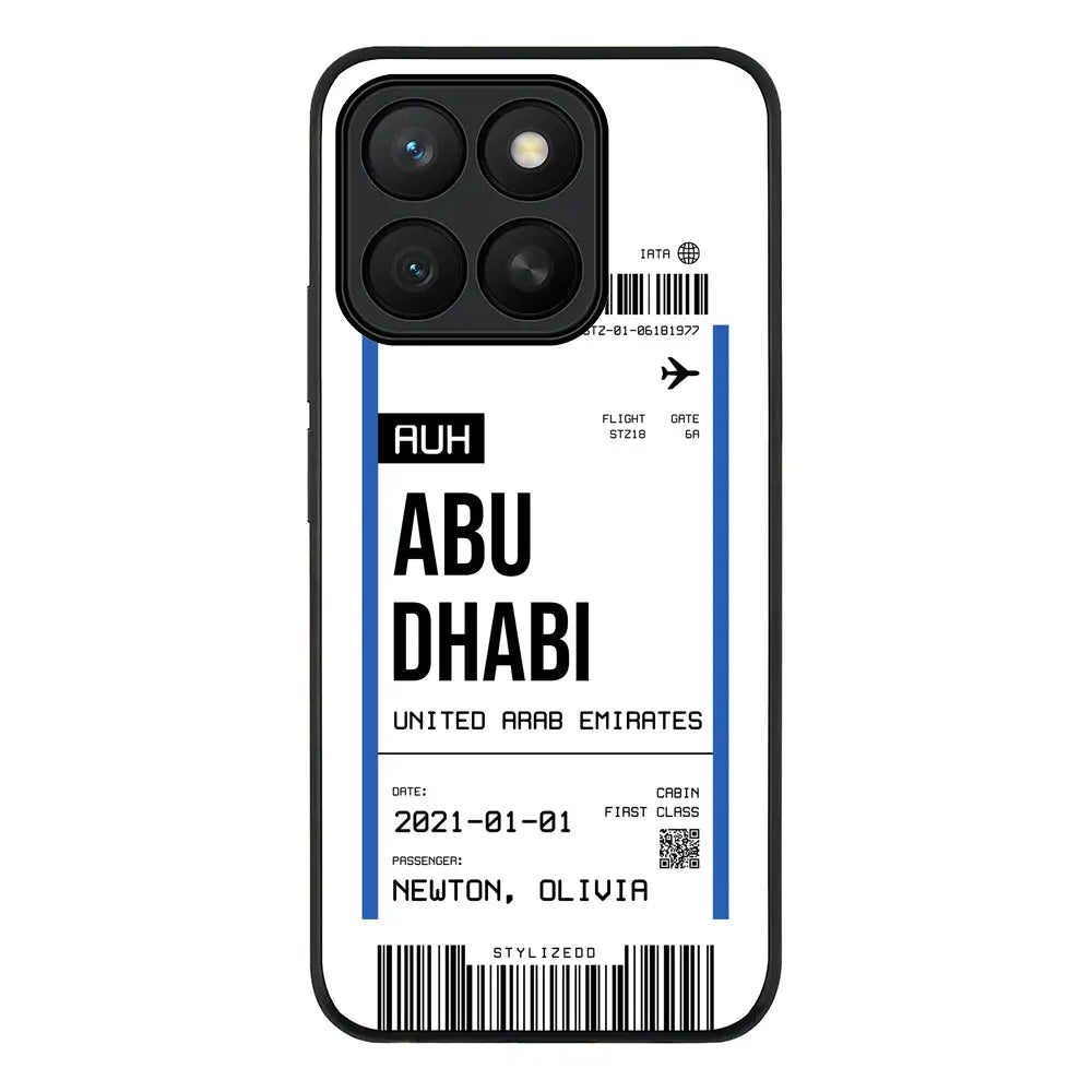 Custom Flight Boarding Pass Ticket Phone Case - Honor - X8c / Rugged Black - Stylizedd