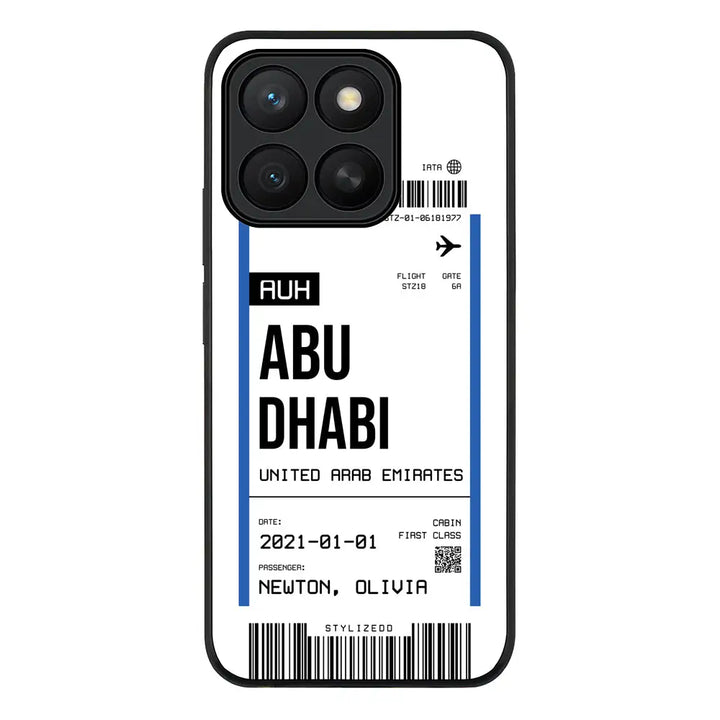 Custom Flight Boarding Pass Ticket Phone Case - Honor - X8c / Rugged Black - Stylizedd