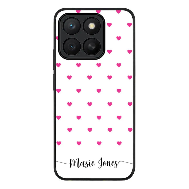 Heart Pattern Custom Text My Name Phone Case - Honor - X8c / Rugged Black - Stylizedd