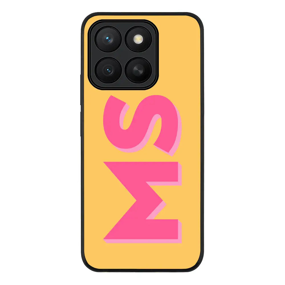 Personalized Monogram Initial 3D Shadow Text Phone Case - Honor - X8c / Rugged Black - Stylizedd