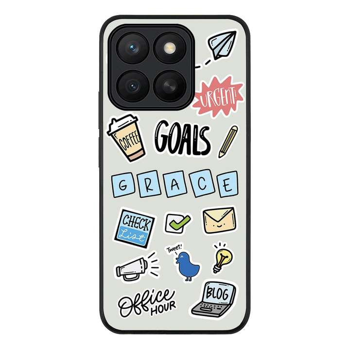 Personalized Name Office Goals Sticker Phone Case - Honor - X8c / Rugged Black - Stylizedd