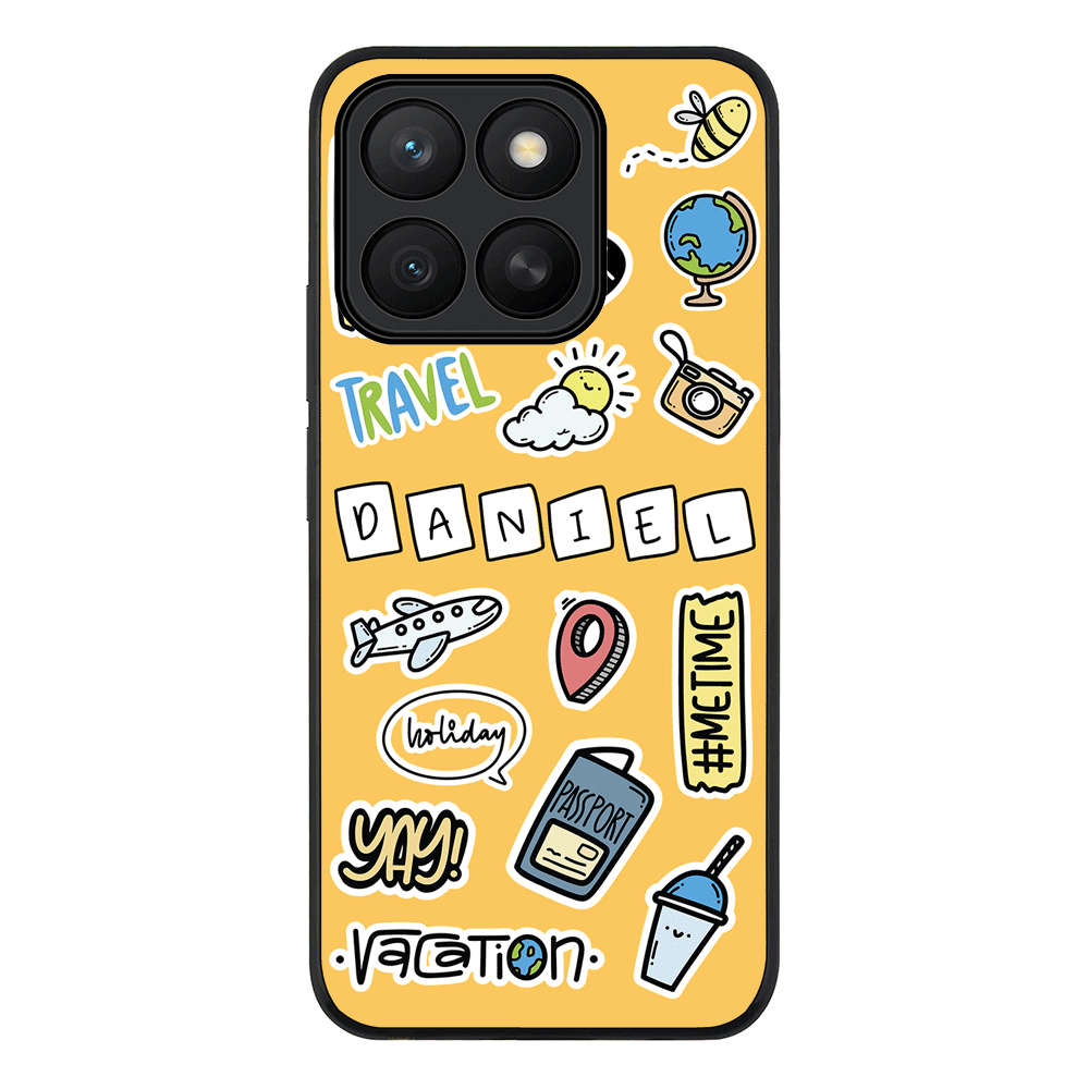 Personalized Name Travel Time Sticker Phone Case - Honor - X8c / Rugged Black - Stylizedd