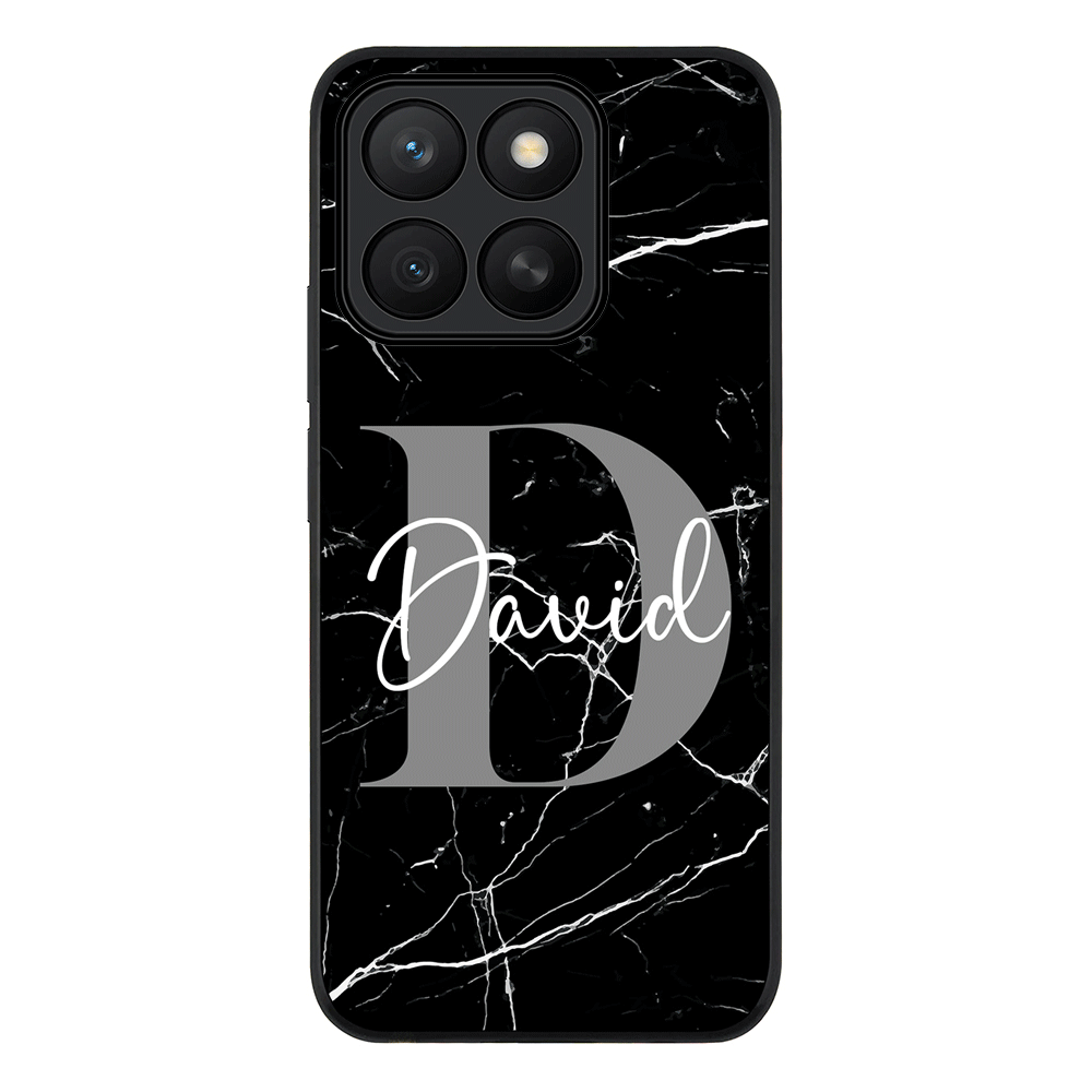 Personalized Text Black & White Marble Texture Phone Case - Honor - Stylizedd