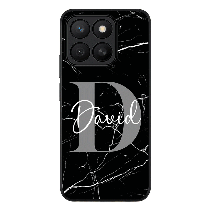 Personalized Text Black & White Marble Texture Phone Case - Honor - X8c / Rugged - Stylizedd