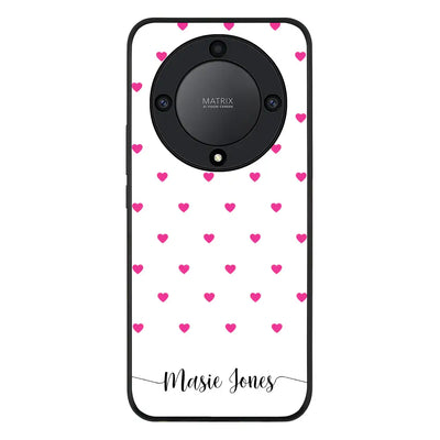Heart Pattern Custom Text My Name Phone Case - Honor - X9a 5G / Rugged Black - Stylizedd