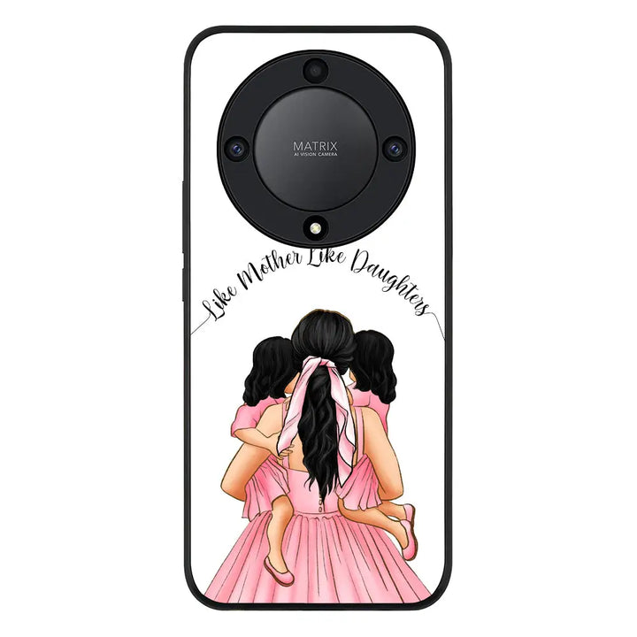 Honor X9a 5G / Rugged Black Phone Case Mother 2 daughters Custom Clipart, Text Phone Case - Honor - Stylizedd