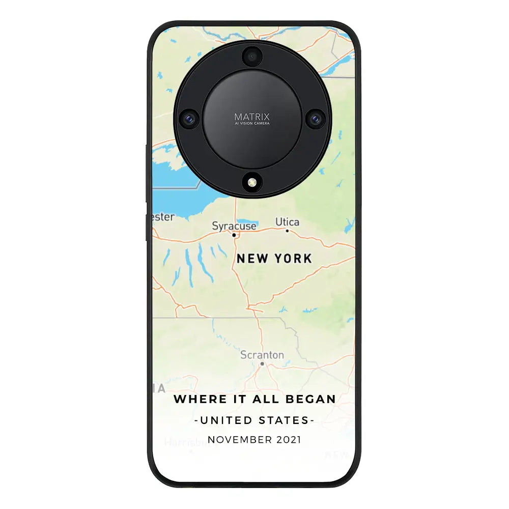 Honor X9a 5G / Rugged Black Phone Case Personalized map, Phone Case - Honor - Stylizedd