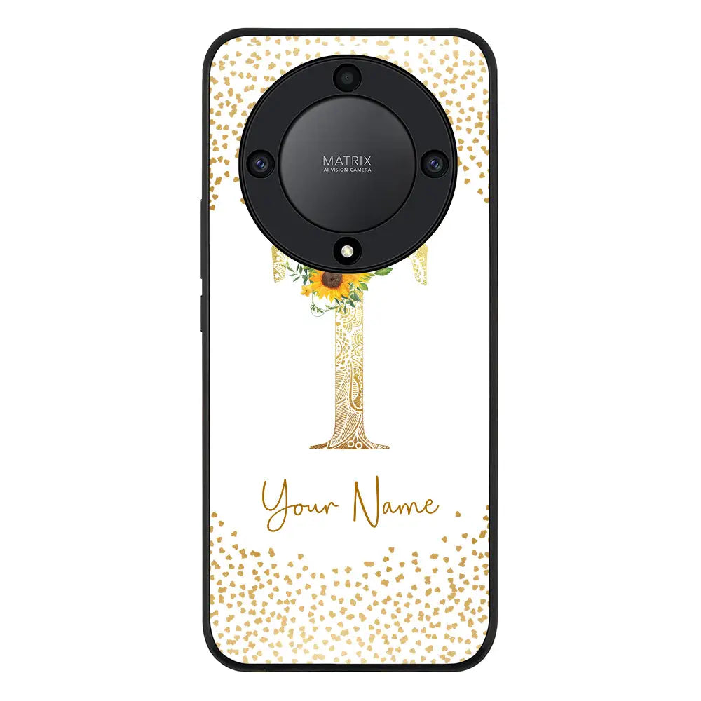 Honor X9a 5G / Rugged Black Phone Case Floral Mandala Initial Phone Case - Honor - Stylizedd