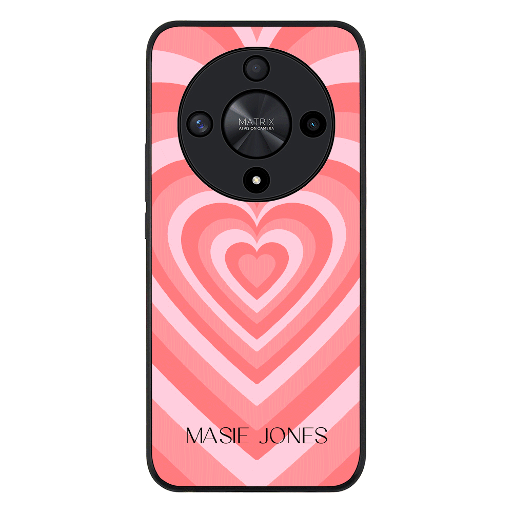 Honor X9b / Rugged Black Phone Case Personalized Name Retro Hearts, Phone Case - Honor - Stylizedd
