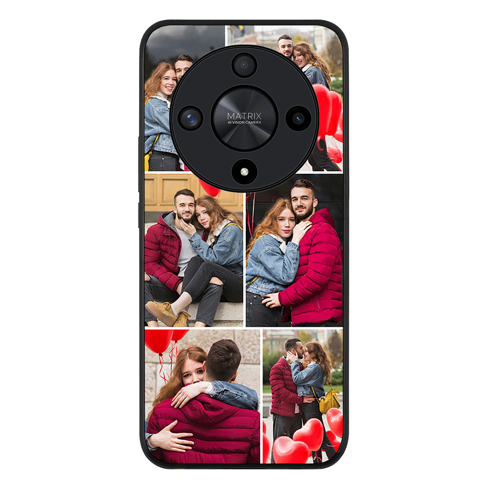 Personalised Valentine Photo Collage Grid Phone Case - Honor - X9b / Rugged Black - Stylizedd