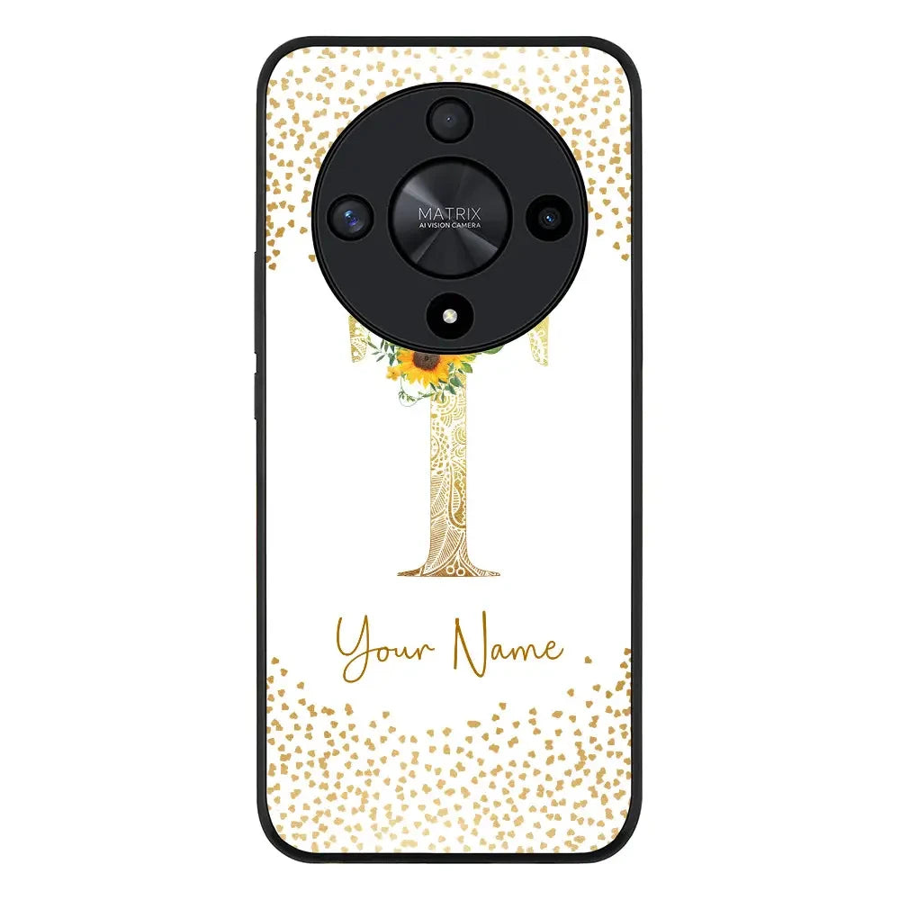Honor X9b / Rugged Black Phone Case Floral Mandala Initial Phone Case - Honor - Stylizedd