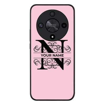 Split Floral Initial Phone Case - Honor - X9b / Rugged Black - Stylizedd