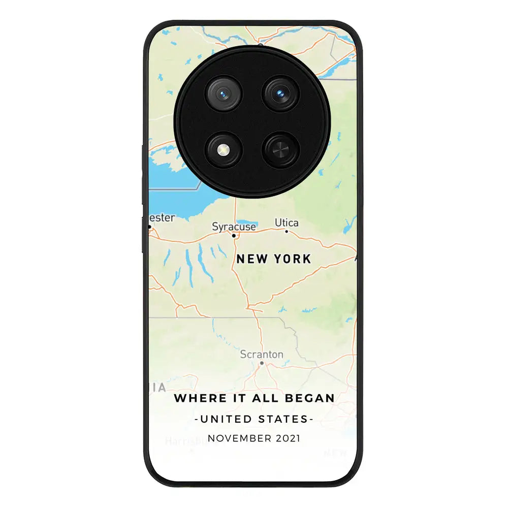 Personalized map Phone Case - Honor - X9c / Magic7 Lite / Rugged Black - Stylizedd