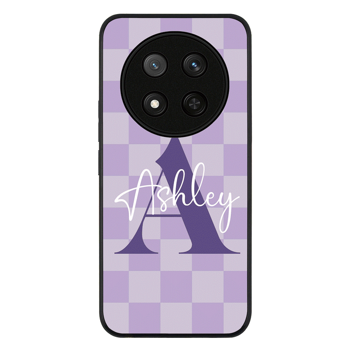 Personalized Name Initial Monogram Checkerboard Phone Case - Honor - X9c / Magic7 Lite / Rugged