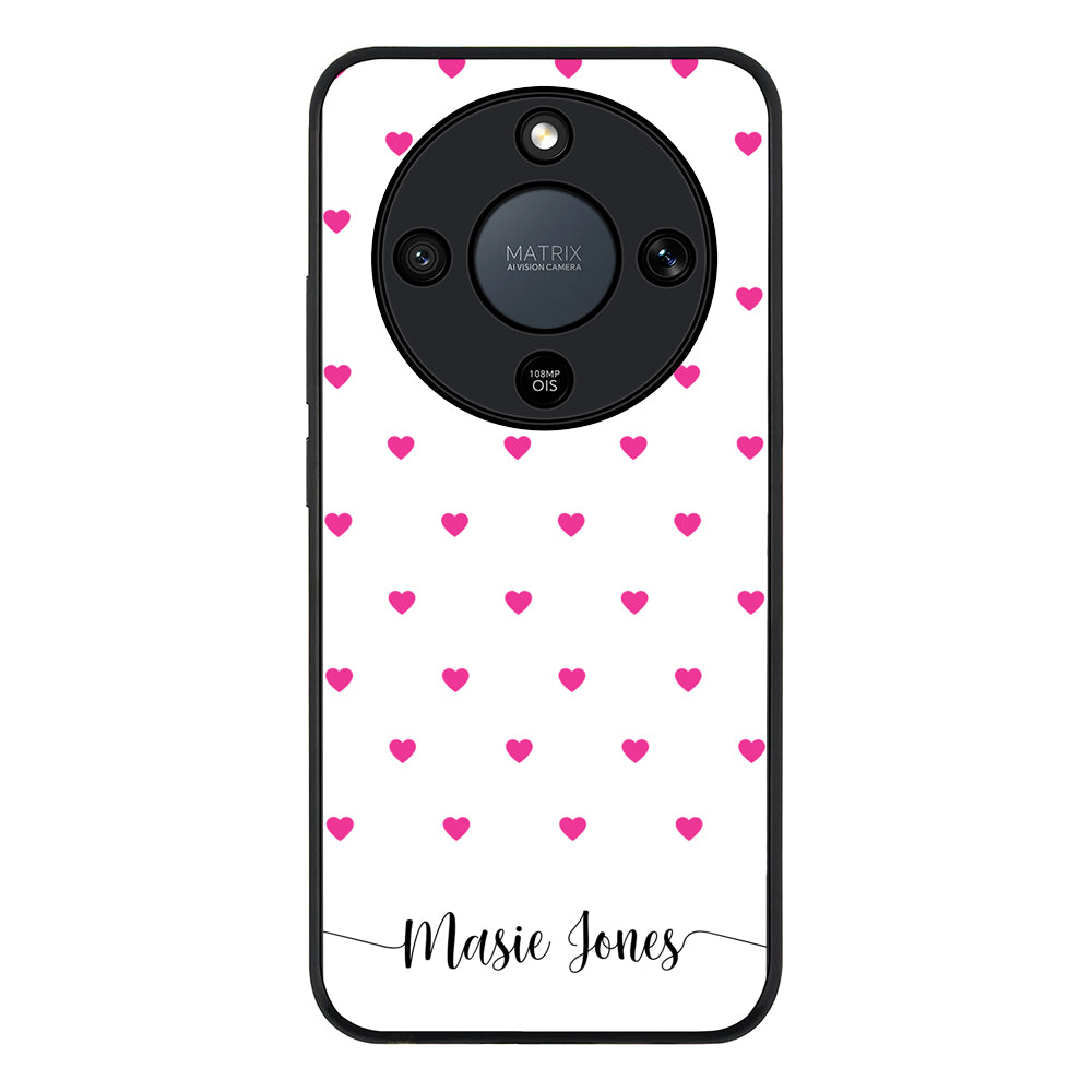Heart Pattern Custom Text, My Name Phone Case - Honor