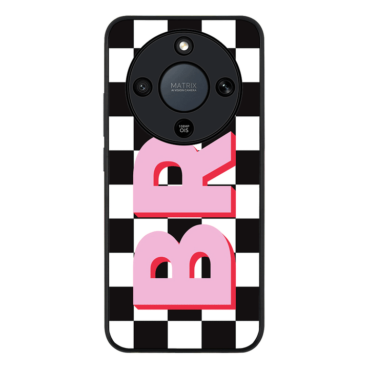 Custom Monogram Initial Checkerboard, Phone Case - Honor