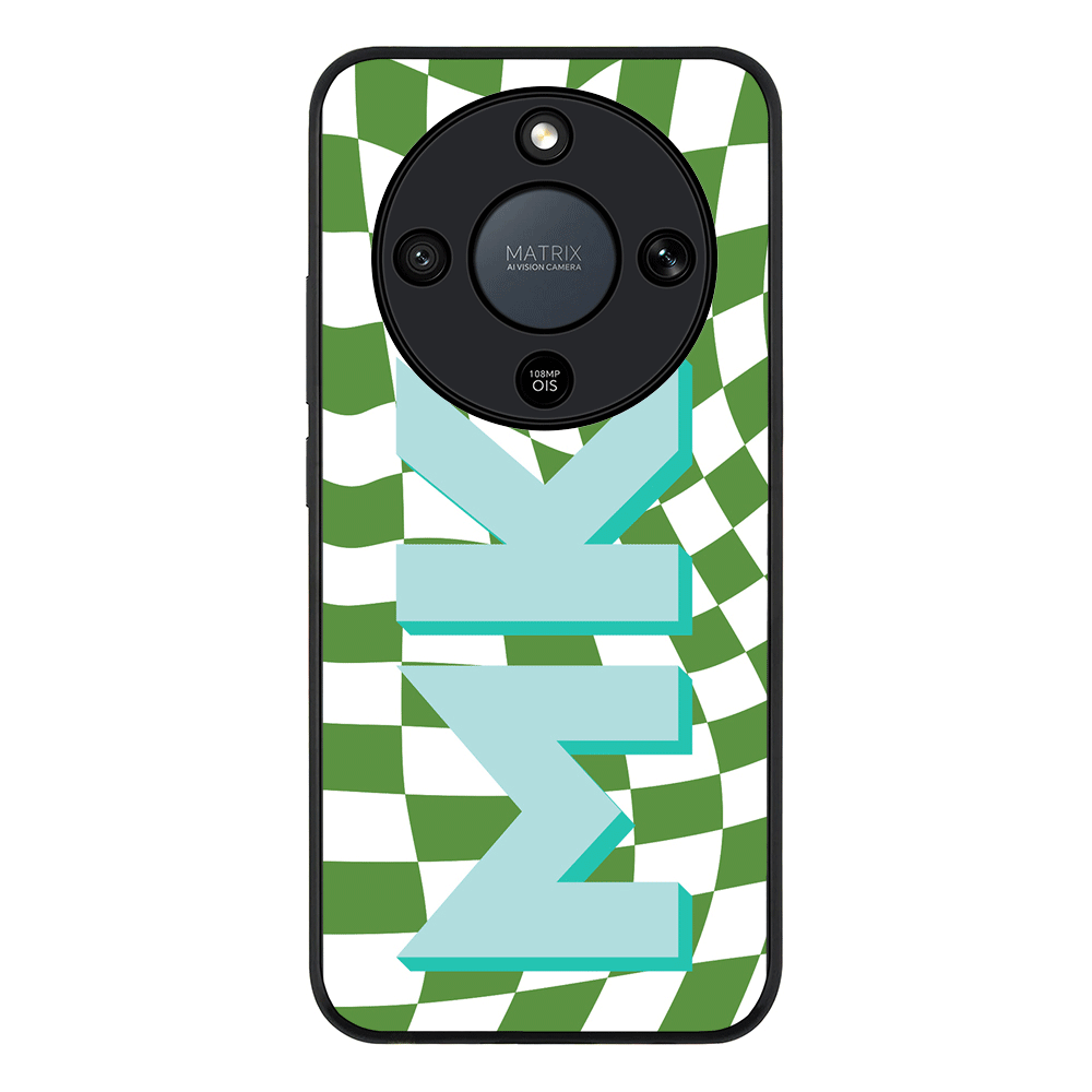Custom Monogram Initial Wavy Checkerboard, Phone Case - Honor