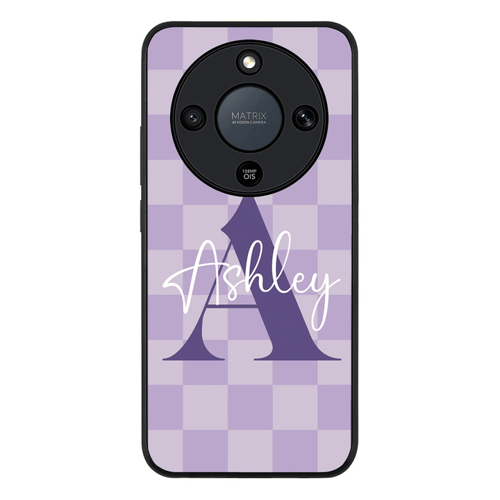 Personalized Name Initial Monogram Checkerboard, Phone Case - Honor
