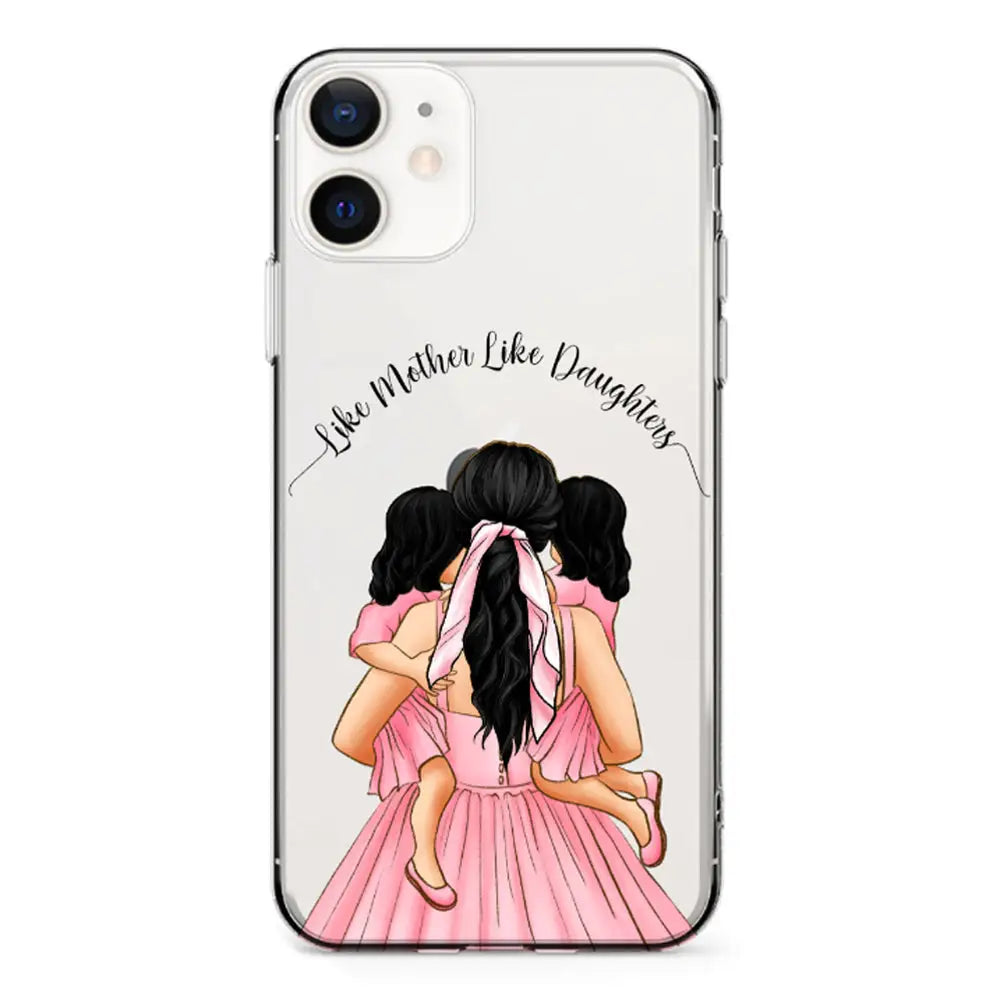 Apple iPhone 12 Mini / Clear Classic Mother 2 daughters Custom Clipart, Text Phone Case - Stylizedd.com